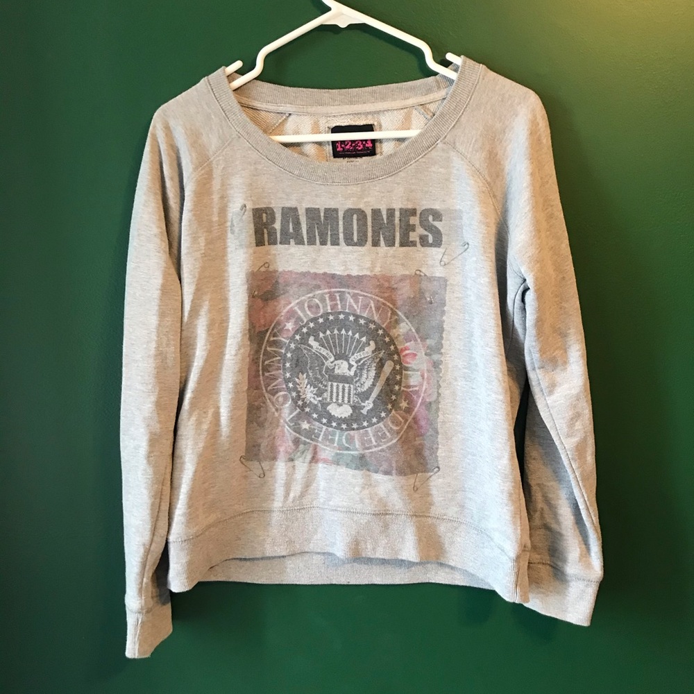 Grey Ramones Floral Detail Sweatshirt